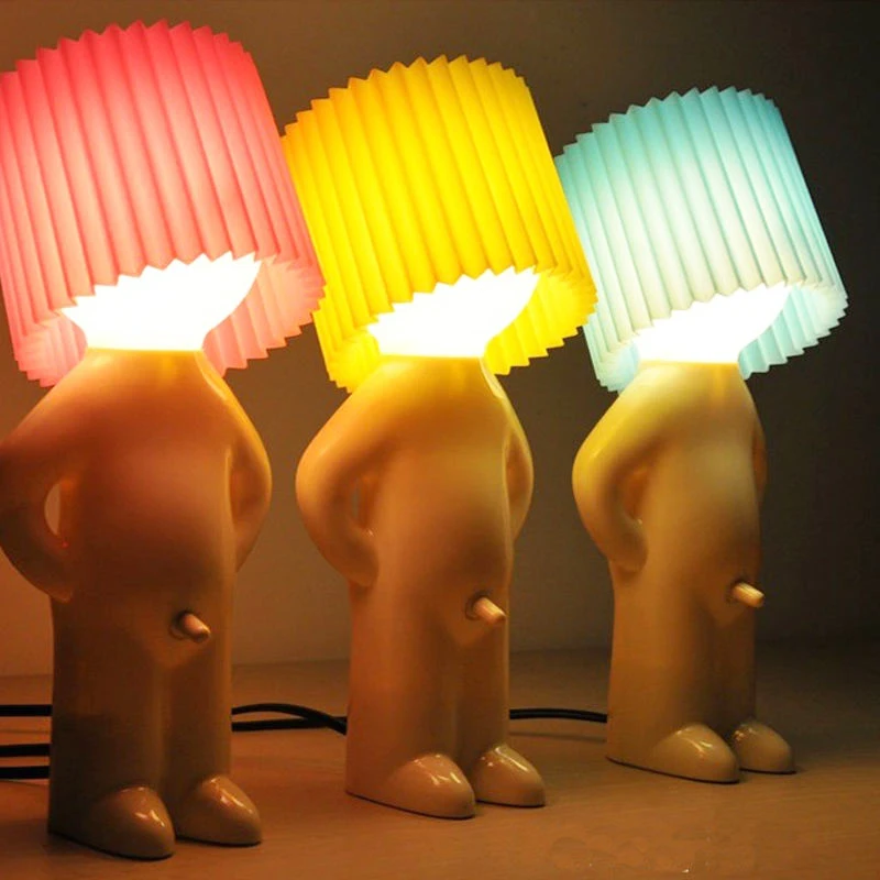 New Creative Night Light LED Naughty Boy Bedside Plug-in Energy-Saving Cartoon Table Desktop Lamp Decoration Kids Gift Lighting