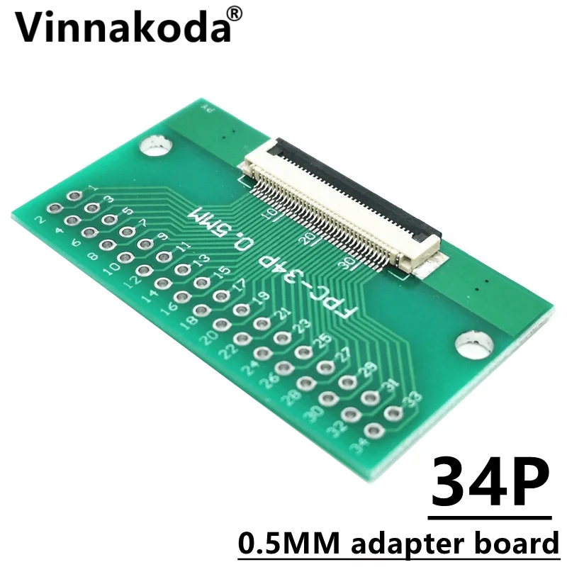 2PCS FFC/FPC adapter board 0.5MM-34P to 2.54MM welded 0.5MM-34P flip-top connector