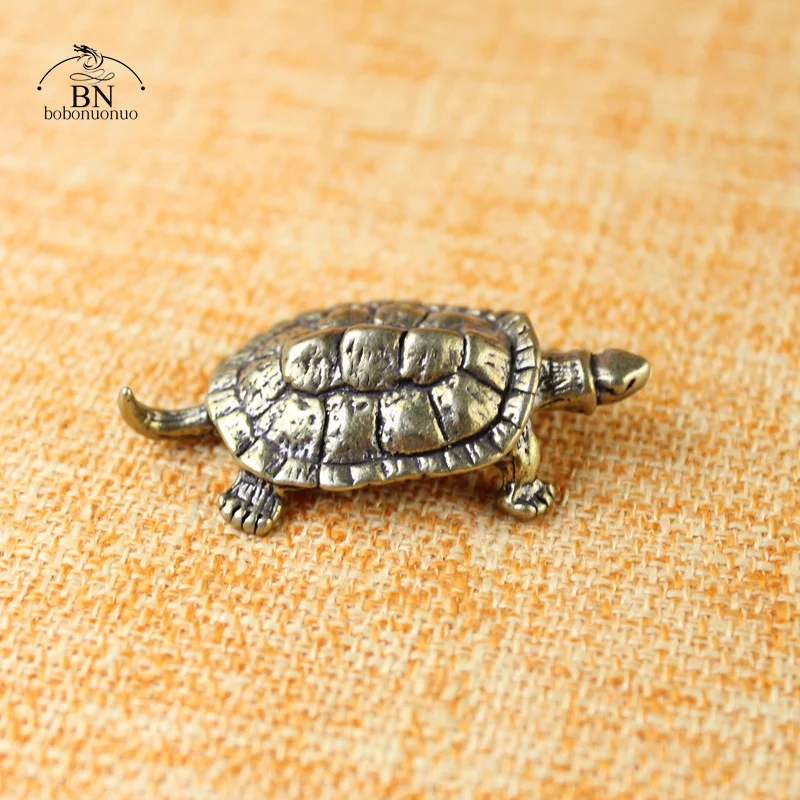 Pure Copper Turtle Statue Desktop Ornaments Vintage Brass Tortoise Miniatures Figurines Toy Model