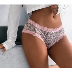 SP&CITY Thin Leopard Print Ice Silk Sexy Underwear Women's Lace Hollow Out Panties Thong Female Seamless Briefs Tanga Lingerie