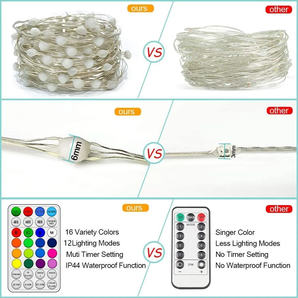 DC5V USB LED String 32-Key WS2812B RGB Point Control Warna Ajaib Tembaga Kawat Lampu String Light Bar Addressable Individual