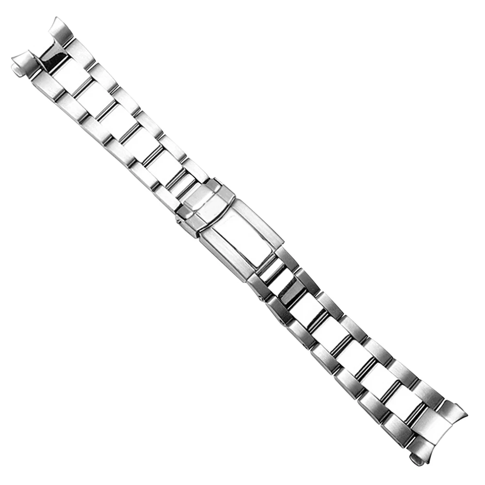 17 20mm 316L Stainless Steel Two Tone Gold Silver Watch Band Strap Old Style Oyster Bracelet Hollow Curved End Watch band