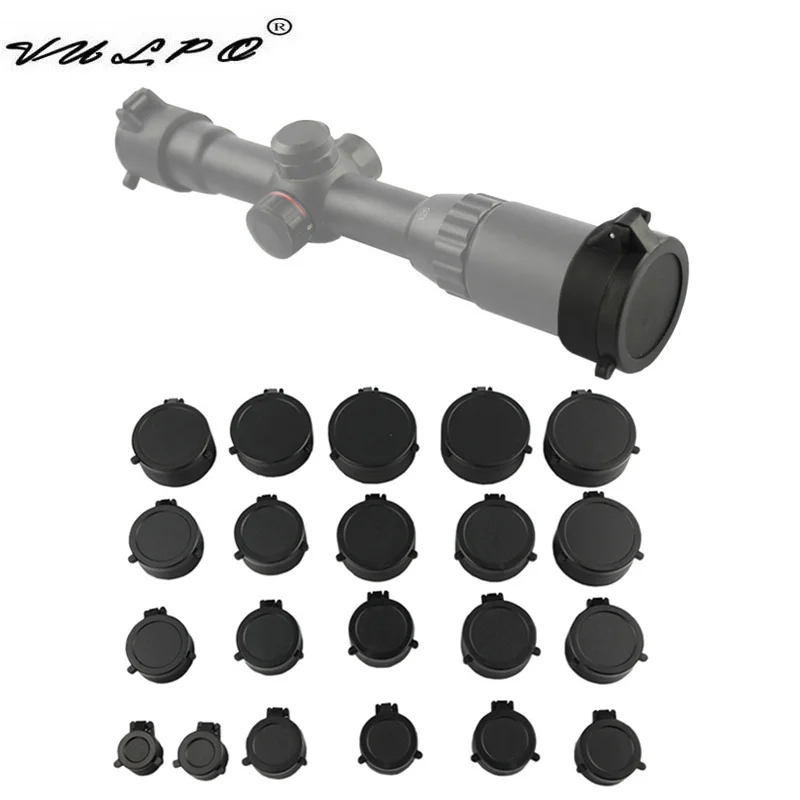 VULPO 25.5-69 mm Rifle Scope Lens Cover Quick Flip Up Spring Open Lens Cover Cap Objective Lid  For Airsoft Caliber Scope