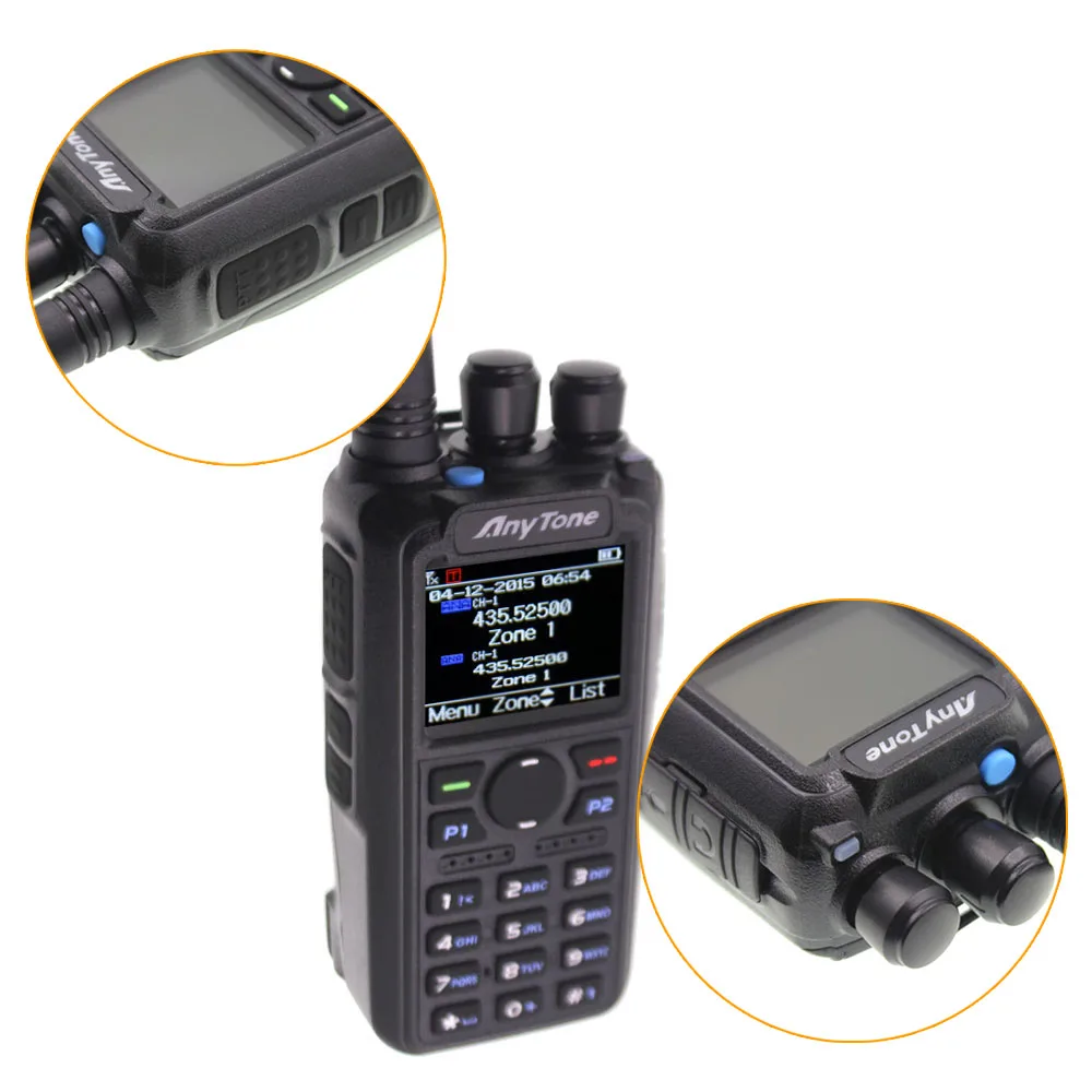 Anytone AT-D878UV PLUS Digital DMR and Analog Walkie Talkie with GPS APRS Bluetooth-PTT Dual band Two Way Radio with PC Cable