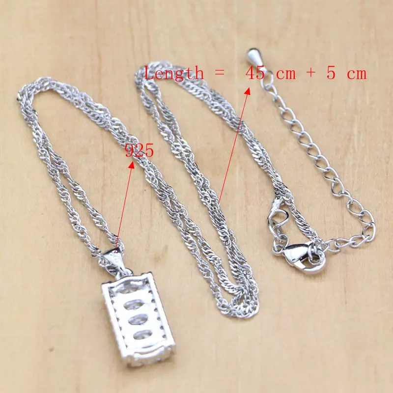 Natural Silver 925 Bridal Jewelry Sets White Zircon Crystal For Women  Earrings Pendant Rings Bracelet Necklace Kits