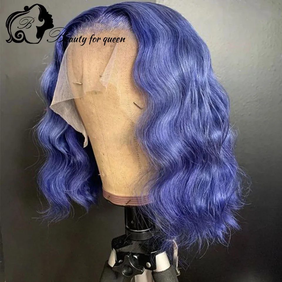 Pelucas de cabello humano con encaje Frontal para mujer, pelo corto ondulado Bob, HD, transparente, extensión de cabello brasileño con pelo de bebé