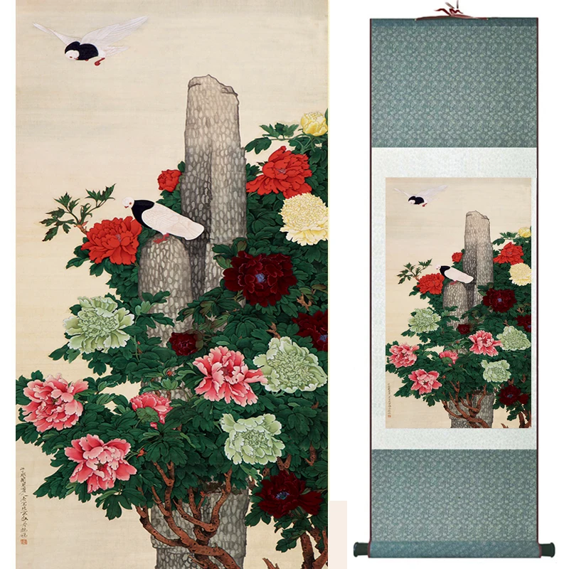 

Birds and flower painting Home Office Decoration Chinese scroll painting flower painting 19041204