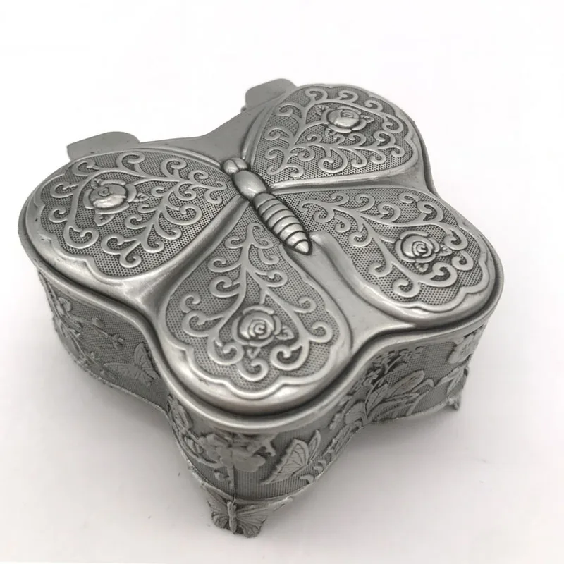 

Vintage Metal Butterfly Jewelry Box Antique Flower Carved Trinket Jewelry Storage Organizer Case for Girls Women