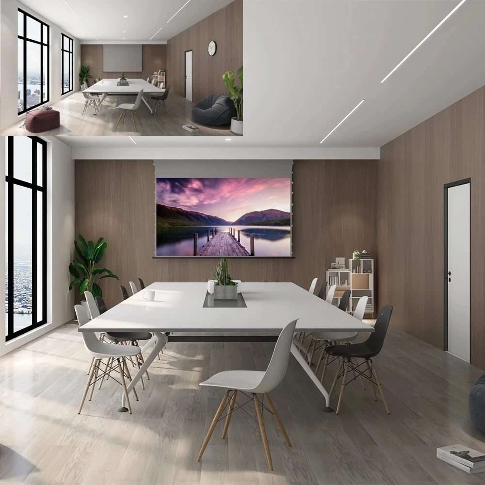 FUTURE 16:9 Electric Tab Tension Intelligent Ceiling Pull Down Motorized Projection Screen ALR