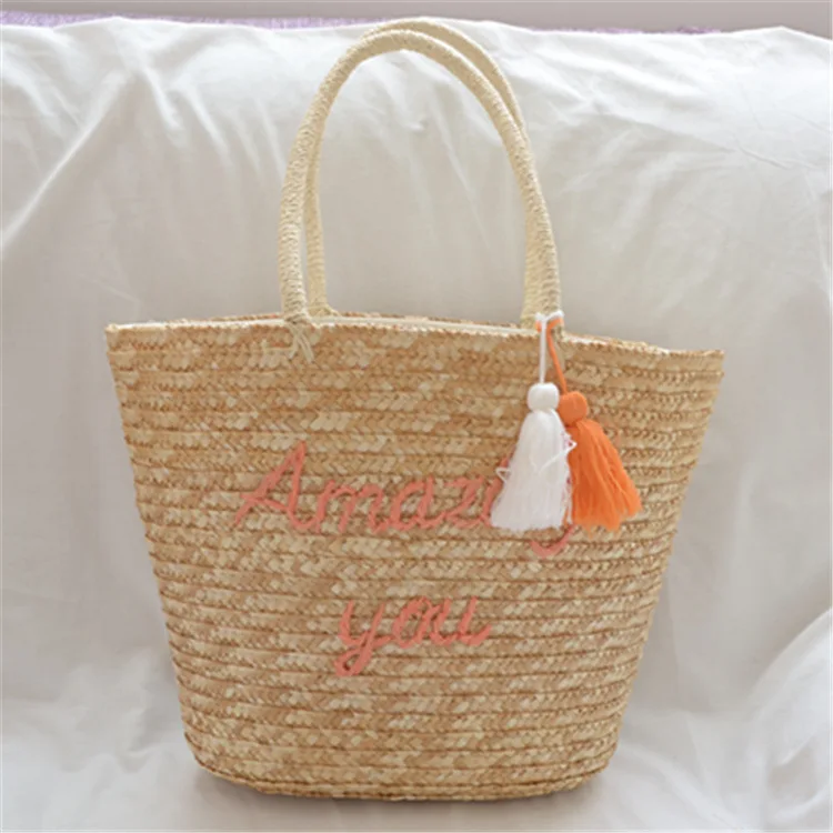 casual tassel straw bags rattan women handbags wicker woven shoulder bags large capacity totes bucket bag summer beach purses