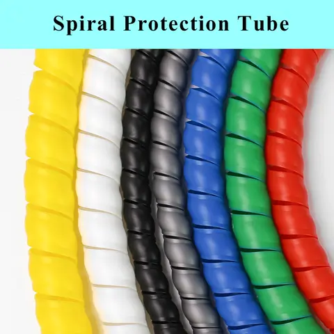 1/5M Winding Tube Wire Organizer Cable Protection Sleeve Tube Protection Sleeve Spiral Wrap Winding Protector 8/10/14/16/20/25mm
