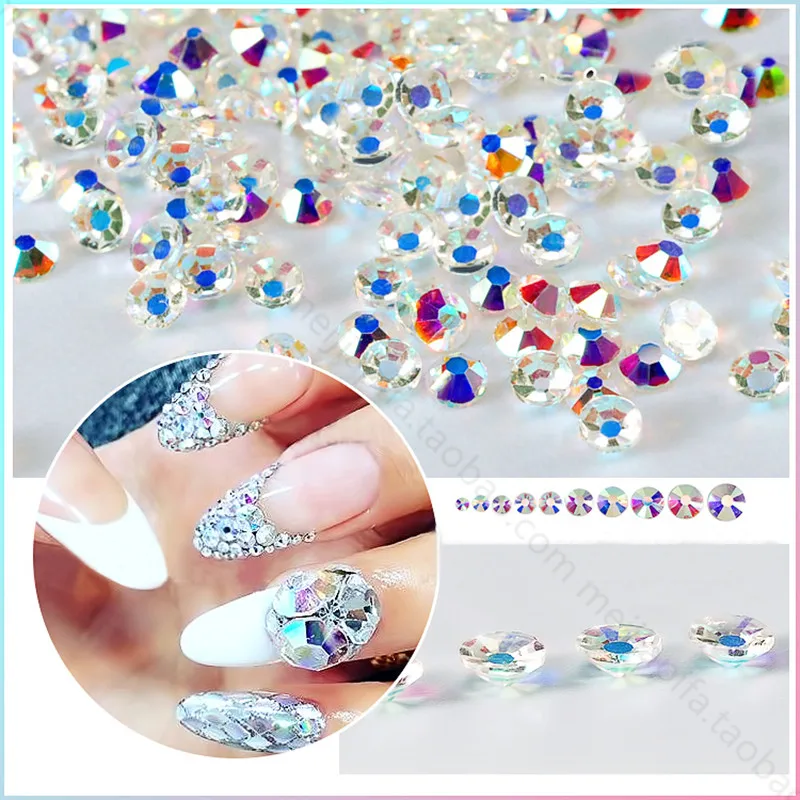 YANRUO 2058 Transparent AB non Hotfix unfoiled Back Crystal AB Strass Rhinestones for  Nails Art Crafts DIY