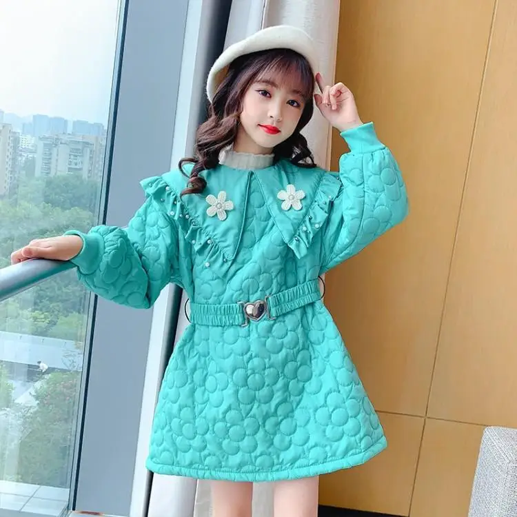 Teenage Girls Down Parkas Winter Thicken Warm Children's Long Outwear Kids Princess Parkas-Dress Coat for Girls 7 8 9 12 14Years