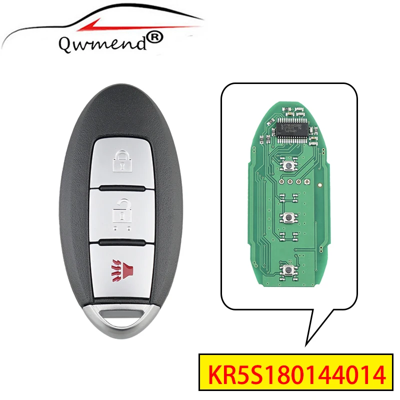 

QWMEND KR5S180144014 3 Buttons Remote Smart Car Key for Nissan Pathfinder 2013 2014 2015 S180144005 7812D-S180014