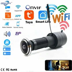 1080P Mini Peephole Wifi Door Eye Hole Camera Wireless IP P2P On vif Motion Detection Two Way Audio Tuya Camera TF Card Slot