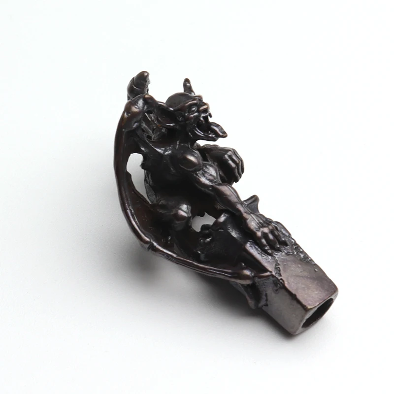 Black Brass Stone Gargoyle Knife Beads Outdoors DIY Tools EDC Lanyard Pendants Key Rings Accessories