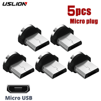 USLION 5PCS Micro USB Plug 360 Rotation Magnetic Tips For Mobile Phone Replacement Part Durable Converter Charging Cable Adapter