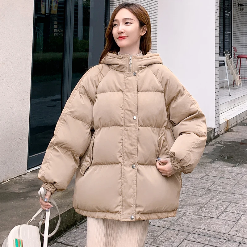 Frauen Winter Mäntel Weibliche 2023 Koreanischen Mit Kapuze Winter Parker Jacke Frau Dicke Baumwolle Parka Oversize Lose Jacken Überwinden