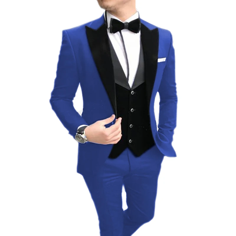 

2023 Men Suits 3 Pieces Casual Slim Fit Black Notch Lapel Best Man Tuxedos For Wedding Party Suit (Blazer+Vest+Pants)