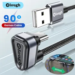 Elough Usb Type C Kabel 2.4A 90 Graden Elleboog Data Games C Type Snel Opladen Kabel Voor Samsung Xiaomi Redmi draad Voor Opladen