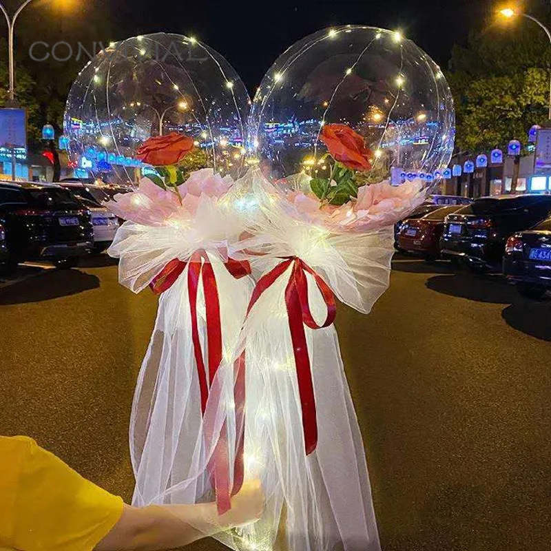 

Led Light Rose Balloons Birthday Valentine's Day Gift Mother's Day Wedding Decoration Christmas Balls Led Balloon Rose Bouquet