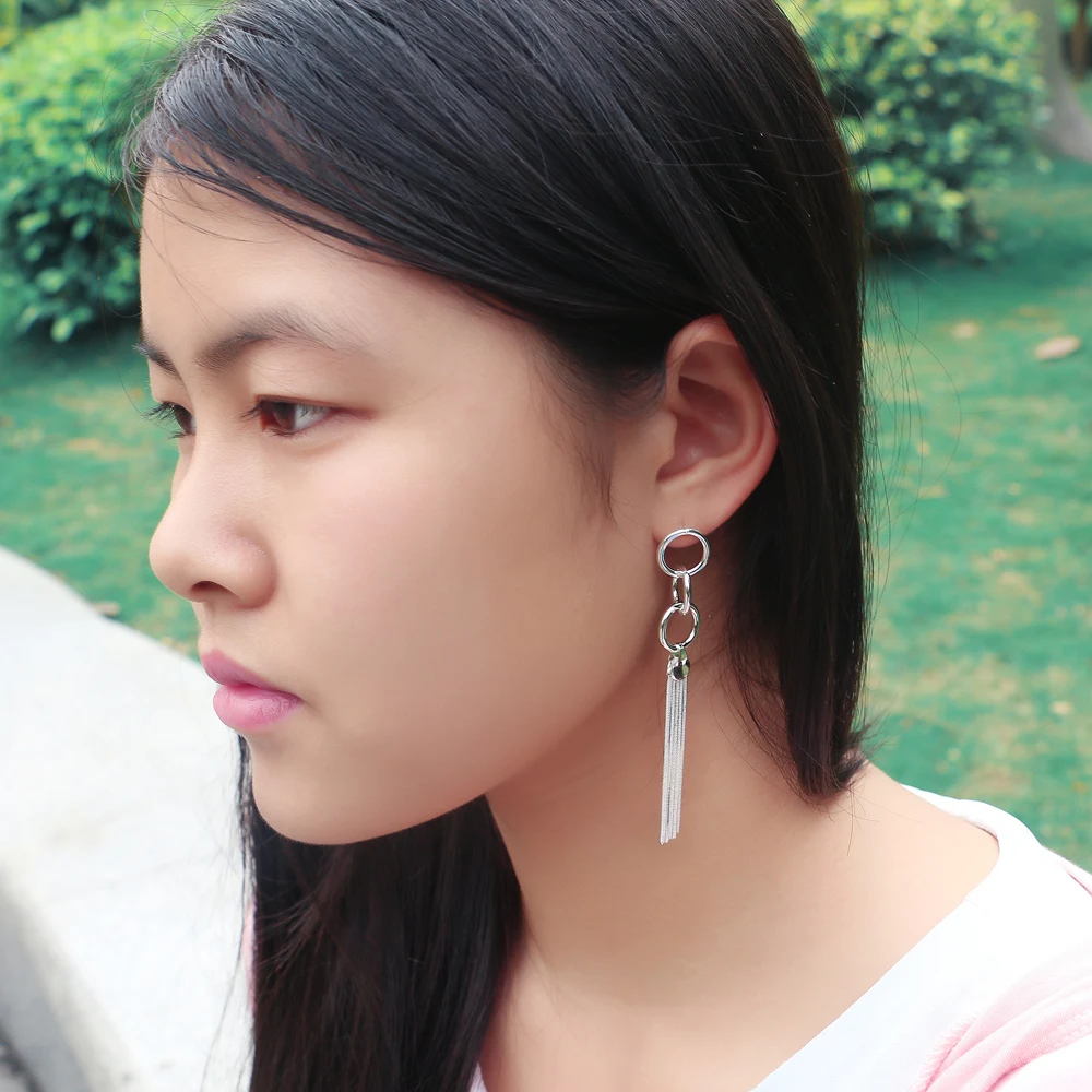 

Fashion Personality Tassel Chain Earrings for Women 925 Sterling Silver Long Tassel Earring Girls Daily Birthday Party Jewelry