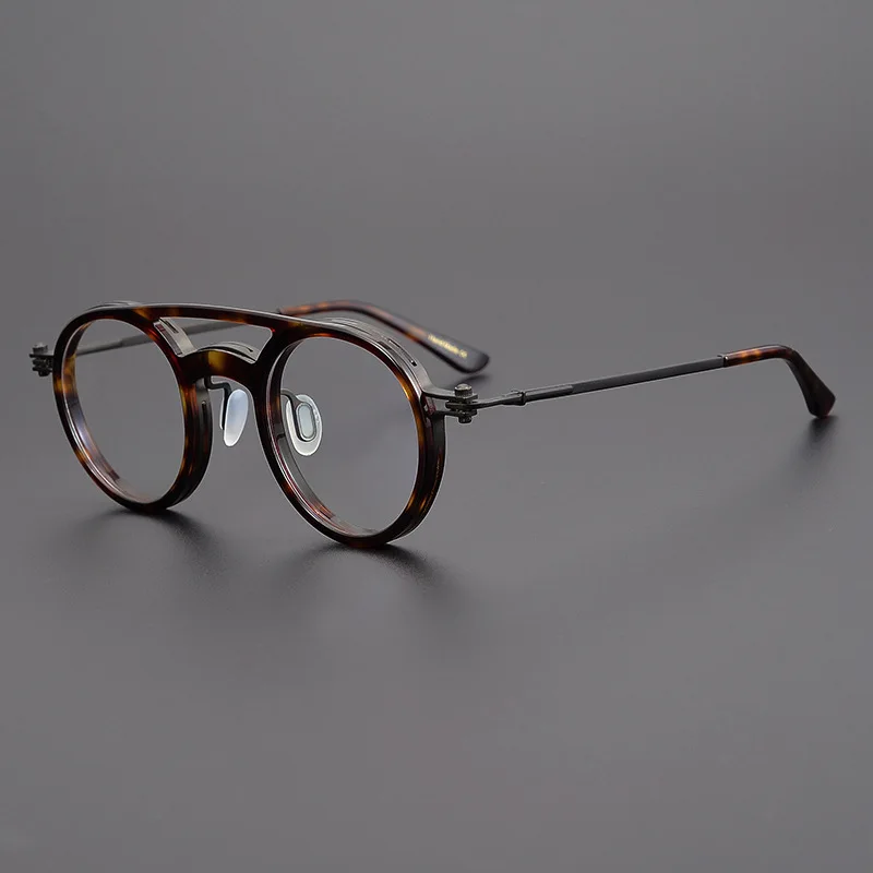 Japanese Handmade Design Glasses Frame Classic Round Titanium Acetate Eyeglasses Men Women Retro Prescription Optical Eyewear