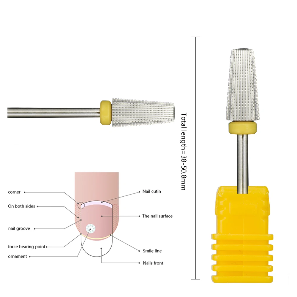 5 in 1 Safty Tapered Carbide Nail Drill Bits With Cut 3/32" Two-Way Carbide Bit Drill Accessories Milling Cutter For Manicure