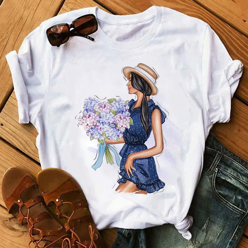 Hot Sales Printed Female Tshirt Women Fashion Graphic Printed T-Shirt Harajuku Korean Style Short Sleeves Clothes Female