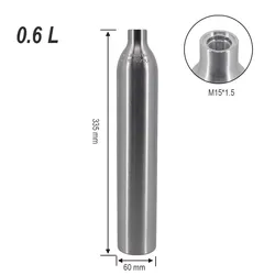 Empty 0.6L Aluminum CO2 Air Tank Safety explosion-proof High Pressure Soda Bottle Filling Tank Cylinder M15*1.5