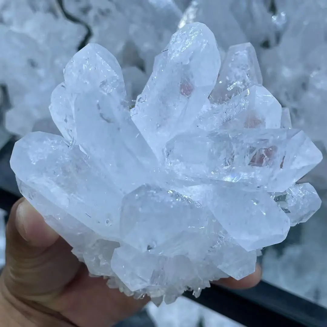 Natural white crystal clear quartz white crystal cluster nunatak decoration crystal column point