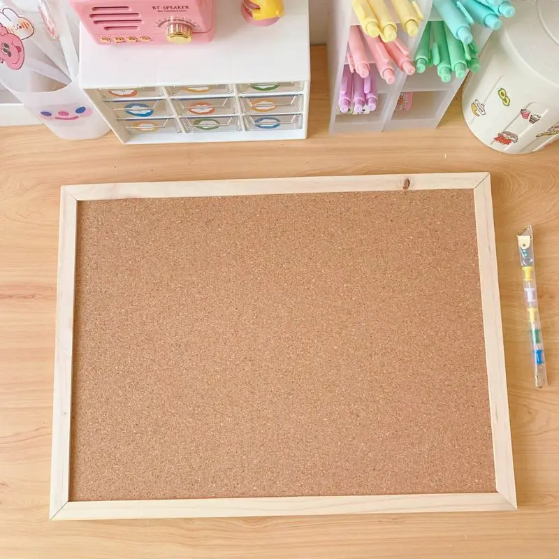 Cork Wood Wall Hanging Message Bulletin Board Frame Notice Note Memo Board for Home Office Shop School Photo Background