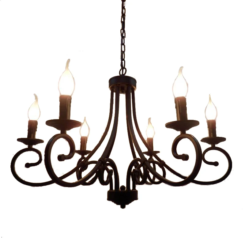 retro black iron candle light 6 8 lights big chandelier lamp for living dinning room foyer hanging chain light