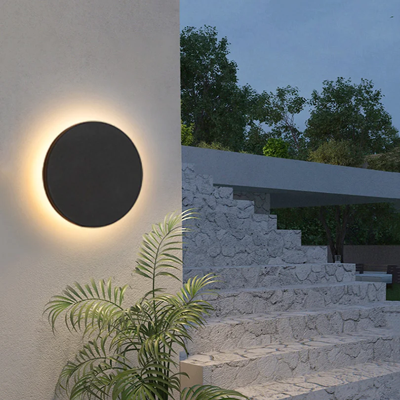 Moderna lampada da parete a LED per esterni impermeabile IP65 lampada da parete rotonda in alluminio Squar lampada da giardino per portico applique