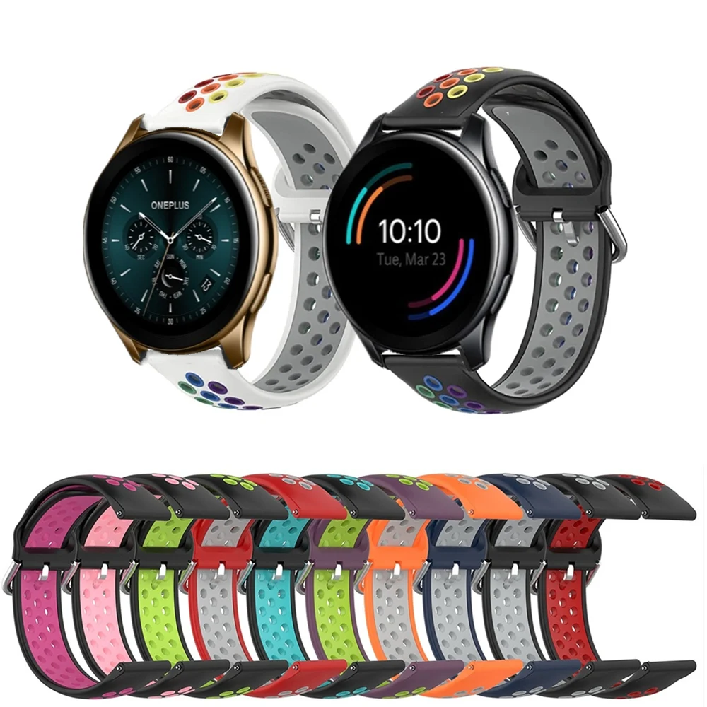 Rainbow Wrist Strap For OnePlus Watch 46mm Silicone Sport Bracelet For Huami Amazfit Bip U Pro GTS 2 Waterproof Smart Watchband