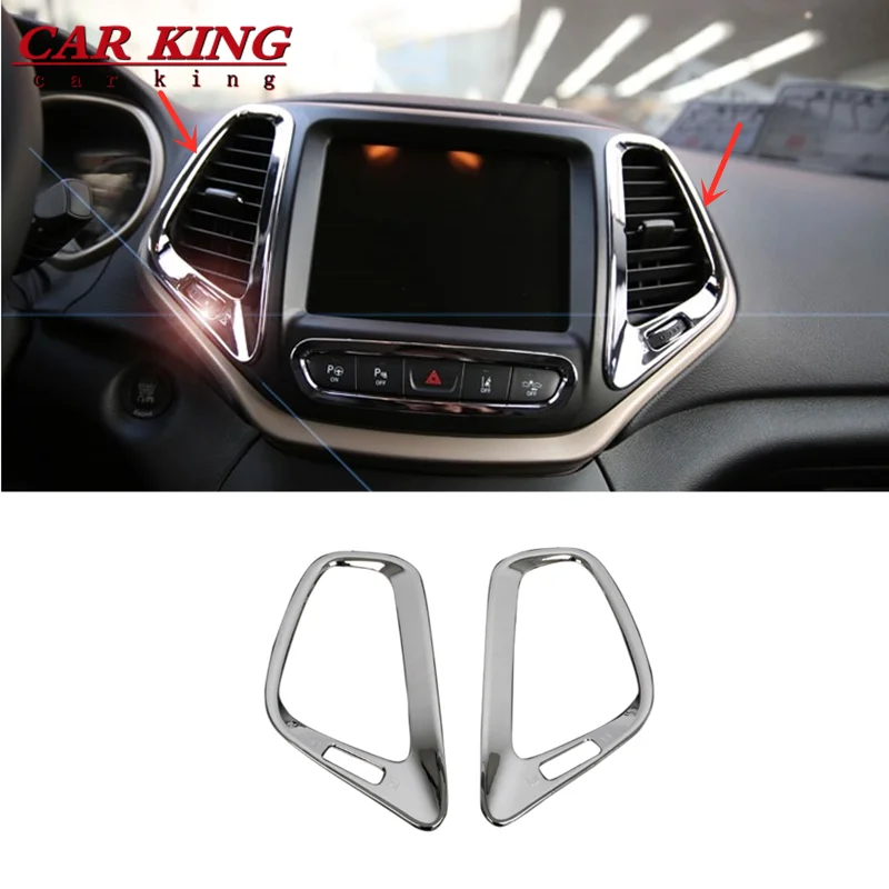 Voor Jeep Cherokee KL Accessoires 2014 2015 2016 2017 2018 ABS Chrome Auto airconditioner outlet Vent frame Panel Cover Trim 2 stuks