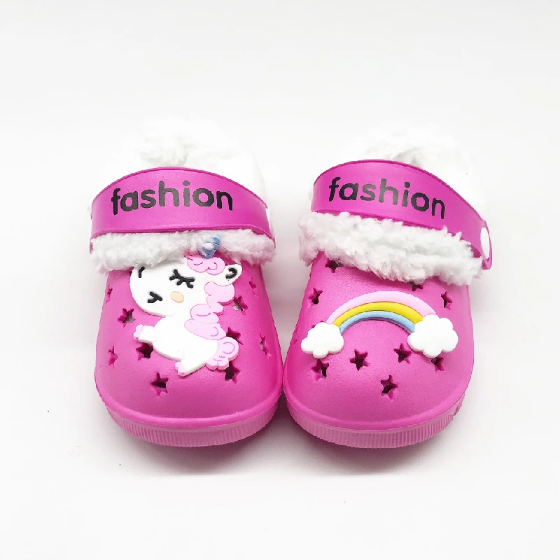 

2020 Winter Children's Cute Unicorn Cotton-Padded Home Slippers Kids Waterproof Plush Warm Soft Floor Indoor Shoes Boy Girl Clog