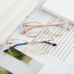 Cat Eye Anti-Blue Ray Optical Eyewear Plastic Glasses Frame Full Rim Women Style with Spring Hinges Hot Selling