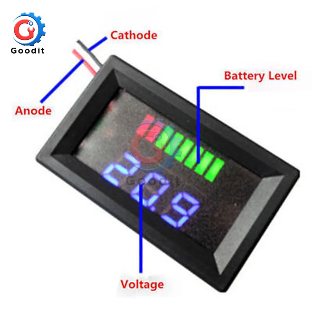 6V 12V 24V 36V 48VACID Battery Charge Level Indicator Battery Tester Lithium Battery Capacity Meter LED Tester Voltmeter