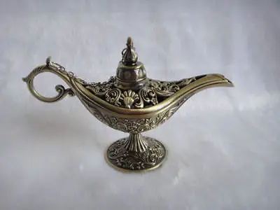 

Beautiful Collection Of Tibet Al*addin Genie Oil Lamp 2PCS Russian tea Pot Al--addin Pakistan lamp Decoration BRASS Silver