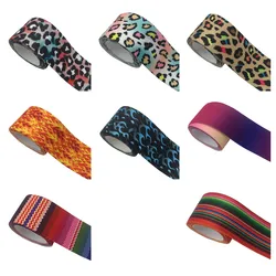 1Meter 25MM 38MM Leopard Rainbow Stripe Flame Print Elastic Straps DIY Garment Rubber Band Trouser Belt Sewing Accessories