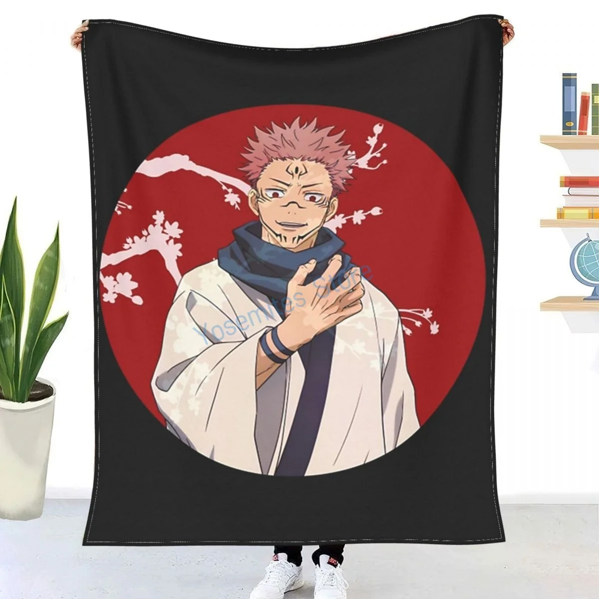 

Jujutsu Kaisen Sukuna Red Circle Colored Throw Blanket Winter flannel bedspreads, bed sheets, blankets on cars and sofas, sofa