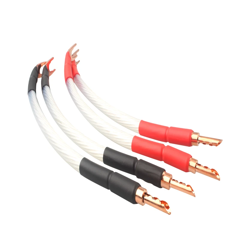 

HIFI 5N OCC Silver Plated audio Jumper Cable banana plug Y spade cnonnector Bridge Jumper Speaker Cables