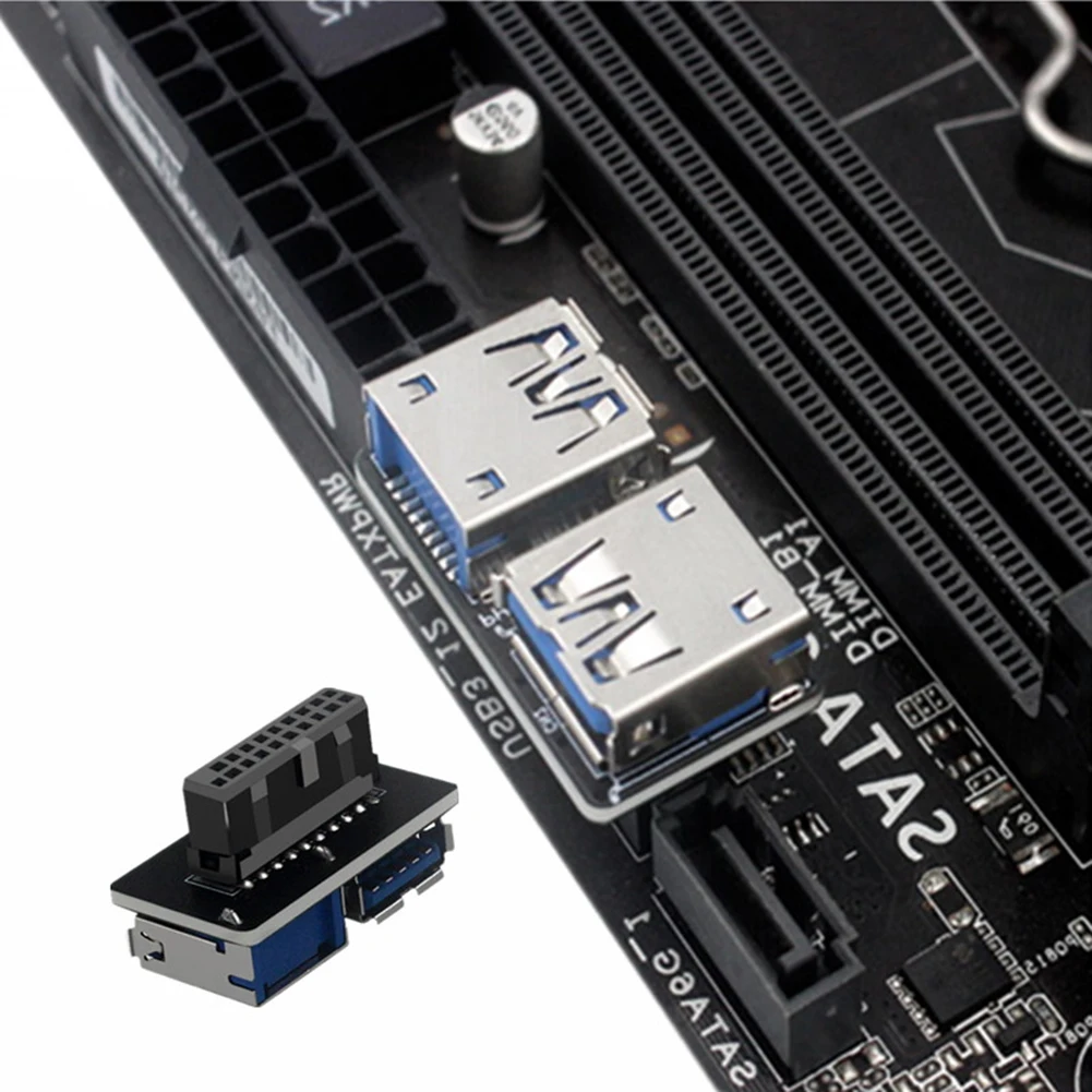 Motherboard Adapter Converter Strong USB 3.0 Motherboard Adapter USB 3.0 19 20 Pin Female to Dual USB 3.0 A Female for Computer