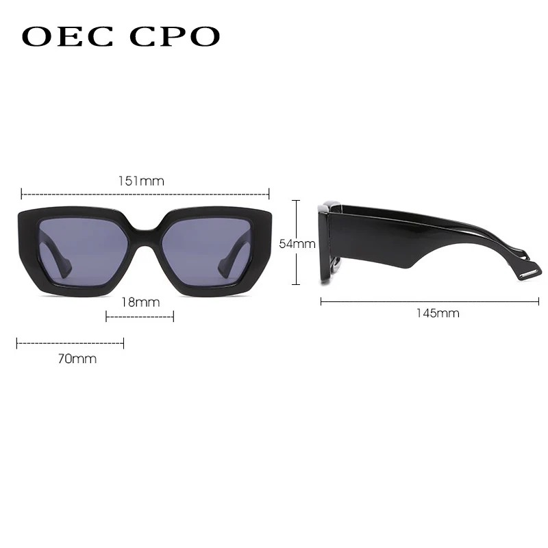OEC CPO Fashion Punk Square Sunglasses Women Brand Designer Big Frame Sun Glasses Female Shades Ladies Eyewear  UV400 Oculo O942