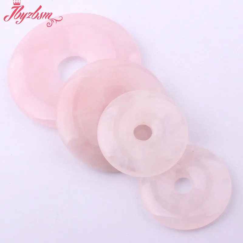 30,40,50mm Natural Donut Round Rose Crystal Gem Stone Beads 1 Pcs,For DIY Pandant Jewelry Making Accessories,Free Shipping