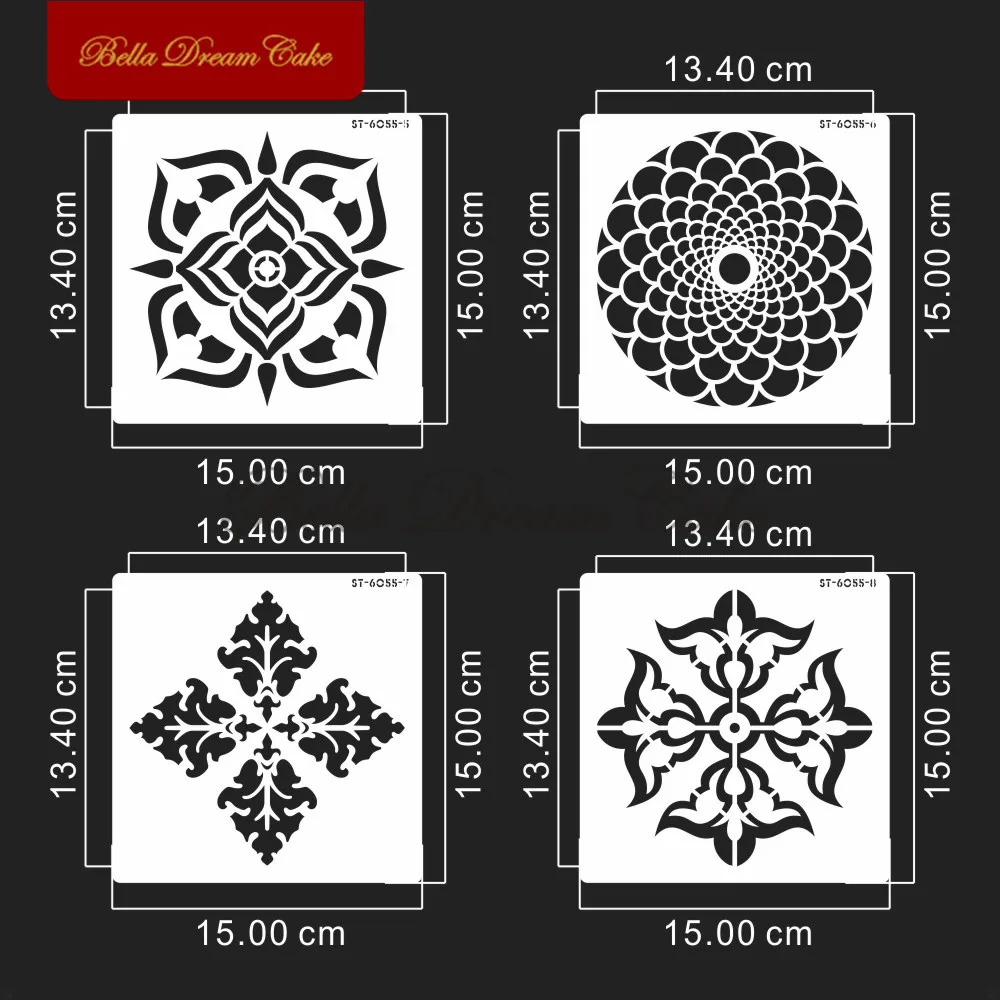 16pcs/set 15cm Fashion Flower Design Cake Stencil PET Cake Boder Moulds DIY Handmade Drawing Template Cake Decorating Tools