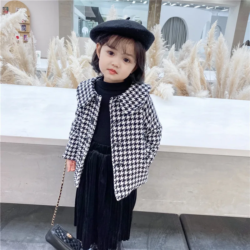 

Girls Baby's Kids Coat Jacket Outwear 2022 Black Warm Thicken Plus Velvet Winter Autumn Buttons Lamb Woolen Children's Clothes