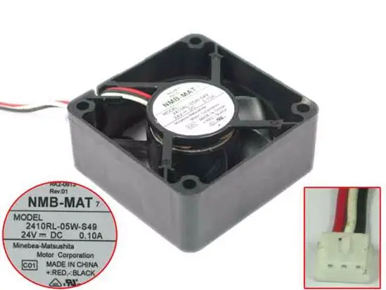 

NMB-MAT 2410RL-05W-S49 C01 DC 24V 0.10A 60x60x25mm 3-Wire Server Cooling Fan