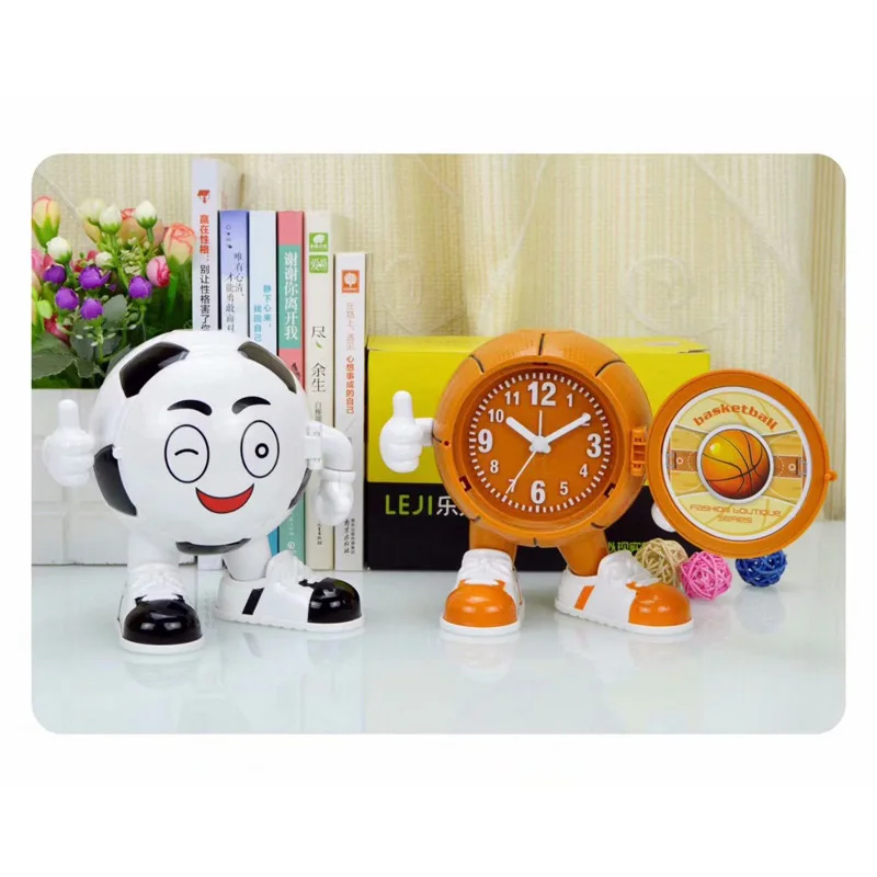 Random Color Creative Children's Alarm Clock Student Male Bedside Clock Cartoon Cute Personality Table Simple Football